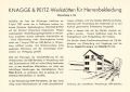 Knagge und Peitz Firmenporträt, 1962.